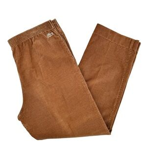 Women's Vintage 80s Izod Lacoste Corduroy Pants Pull On Drawstring Rust Brown L